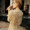 Sweet French Vintage Slim Woman Summer Sexy V-Neck Puff Sleeve Floral Mini Dress Female Elegant Dresses Ladies Casual Dress ML95