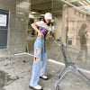 Sweet Heart Hollow Out Lace Stitching Ripped Wide Leg Jeans Korean Asymmetric Women Denim Pants Kawaii Cute High Waist Trousers