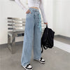 Sweet High Waist Jeans Women Chic Bandage Straight Denim Pants Kawaii Streetwear Loose Trousers Female Wide Leg Jeans With Belt