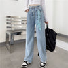 Sweet High Waist Jeans Women Chic Bandage Straight Denim Pants Kawaii Streetwear Loose Trousers Female Wide Leg Jeans With Belt