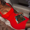 Sweet Rose red dress Mini Bodycon Women Summer   Dress Backless Sexy Wrap Neon sleeveless Dress jurk dames Club Party