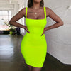 Sweet Rose red dress Mini Bodycon Women Summer   Dress Backless Sexy Wrap Neon sleeveless Dress jurk dames Club Party
