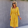 Sweet Summer Dress Pink Elegant V Neck Long Sleeve Midi Dress Holiday Lace-up  Dresses Women Holiday High Waist dress