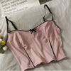 Sweet wind short cropped umbilical slim slimming inner wear small vest women 2022 spring and summer bow stitching ladies camisol