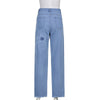 Sweetown 2022 Blue Baggy Straight Jeans Woman Casual High Waist Sweatpants Floral Patches 90s Korean Denim Trousers Harajuku