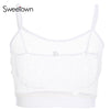 Black Hot Mesh See Through Crop Top Women White Perspective Tank Top Sexy Summer Bralette Cropped Halter Crochet Tops