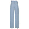 Sweetown Blue Baggy Mom Jeans Women Korean Harajuku Streetwear Cargo Pants Front Big Pockets Low Waist Denim Trousers
