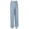 Sweetown Blue Baggy Mom Jeans Women Korean Harajuku Streetwear Cargo Pants Front Big Pockets Low Waist Denim Trousers