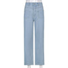 Sweetown Blue Baggy Mom Jeans Women Korean Harajuku Streetwear Cargo Pants Front Big Pockets Low Waist Denim Trousers