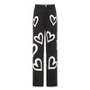 Sweetown Brown Baggy E Girl Jeans Women Heart Print Aesthetic Vintage 90s Streetwear Denim Trousers Low Waist Straight Pants
