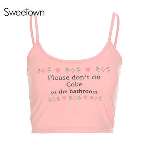 Hot Letter Print Pink Crop Top Women Floral Tank Top Purple Bralette Crop Halter Girl Power Summer Tops For Women 2022