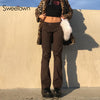 Sweetown Low Waist Vintage Brown Jeans Women Aesthetic Streetwear E Girl Joggers Cotton Preppy Style Straight Trousers 90s