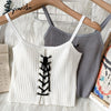 Syiwidii Bandage Camis Women Screw Thread Casual Top Short Knitted Solid White Tank Top Summer 2022 Fashion New Lace Up Clothing