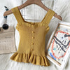 Syiwidii Button Camis Women Screw Thread Casual Folds Tops Short Knitted Solid White Tank Tops Summer 2022 Fashion New Clothing
