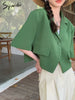 Syiwidii Crop Blazer Women Summer 2023 Short Sleeve Green Jacket Korean Short Tops Casual Office Ladies Black Blazer