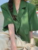 Syiwidii Crop Blazer Women Summer 2023 Short Sleeve Green Jacket Korean Short Tops Casual Office Ladies Black Blazer