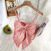 Syiwidii Knitted Bow Camis Women Casual Sexy Crop Tops Screw Thread Solid White Tank Tops Summer 2022 Fashion New Short Clothing