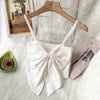 Syiwidii Knitted Bow Camis Women Casual Sexy Crop Tops Screw Thread Solid White Tank Tops Summer 2022 Fashion New Short Clothing