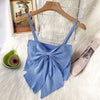 Syiwidii Knitted Bow Camis Women Casual Sexy Crop Tops Screw Thread Solid White Tank Tops Summer 2022 Fashion New Short Clothing