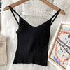 Syiwidii Knitted Camis Women V-Neck Screw Thread Tops Casual Sexy Solid White Tank Tops Summer 2022 Fashion New Short Clothing