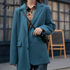 Syiwidii Suit Blazers Women 2023 Fall Winter Office Lady Jacket Long Sleeve Notched Blue Black Coats Single Breasted Outwear