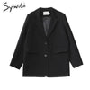 Syiwidii Suit Blazers Women 2023 Fall Winter Office Lady Jacket Long Sleeve Notched Blue Black Coats Single Breasted Outwear