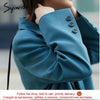 Syiwidii Suit Blazers Women 2023 Fall Winter Office Lady Jacket Long Sleeve Notched Blue Black Coats Single Breasted Outwear
