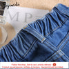 Syiwidii Velvet Jeans for Women Winter 2022 Warm Straight Denim Pants Black Fleece Elastic Waist Girls Mom Jeans Woman