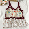 Syiwidii Vintage Embroidery Screw Thread Camis Women Casual Sexy Hollow Out Knitted Spliced Tank Tops Summer 2022 New Clothing