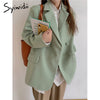 Syiwidii White Blazers for Women Loose Suit Jacket Long Sleeve Oversized Coats 2022 Fall Loose Green Blazer Jacket OL Black Tops