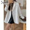Syiwidii White Blazers for Women Loose Suit Jacket Long Sleeve Oversized Coats 2022 Fall Loose Green Blazer Jacket OL Black Tops