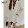 Syiwidii White Blazers for Women Loose Suit Jacket Long Sleeve Oversized Coats 2022 Fall Loose Green Blazer Jacket OL Black Tops