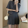 Syiwidii Women Skirt Suits Set 2022 Yellow Green 2 Piece Jacket Work Mini Pleated Skirts Korean Office Ladies Blazer Set