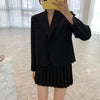 Syiwidii Women Skirt Suits Set 2023 Spring 2 Piece Jacket Work Suit Mini Pleated Skirts Korean Office Ladies Blazer Set