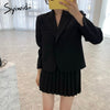Syiwidii Women Skirt Suits Set 2023 Spring 2 Piece Jacket Work Suit Mini Pleated Skirts Korean Office Ladies Blazer Set