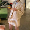 Syiwidii Women Skirt Suits Set 2023 Spring 2 Piece Jacket Work Suit Mini Pleated Skirts Korean Office Ladies Blazer Set