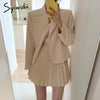 Syiwidii Women Skirt Suits Set 2023 Spring 2 Piece Jacket Work Suit Mini Pleated Skirts Korean Office Ladies Blazer Set