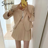 Syiwidii Women Skirt Suits Set 2023 Spring 2 Piece Jacket Work Suit Mini Pleated Skirts Korean Office Ladies Blazer Set
