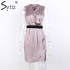 Pink Purple Sleeveless Vintage Women Dress 2022 Loose Female Mini Party Dresses With Sashes Christmas Robe Dress