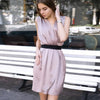 Pink Purple Sleeveless Vintage Women Dress 2022 Loose Female Mini Party Dresses With Sashes Christmas Robe Dress