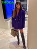 T MODA  2023 Women Double-Breasted Purple Blazer Jacket Office Lady Long Sleeve Elegant Blazer Female Chic Outwear
