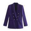 T MODA  2023 Women Double-Breasted Purple Blazer Jacket Office Lady Long Sleeve Elegant Blazer Female Chic Outwear