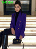 T MODA  2023 Women Double-Breasted Purple Blazer Jacket Office Lady Long Sleeve Elegant Blazer Female Chic Outwear