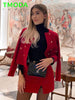 T MODA Za Women Red Texture Double Breasted Short Coat + High Waist A-Line Mini Skirt Sets Chic Office Lady Outwear Outfits