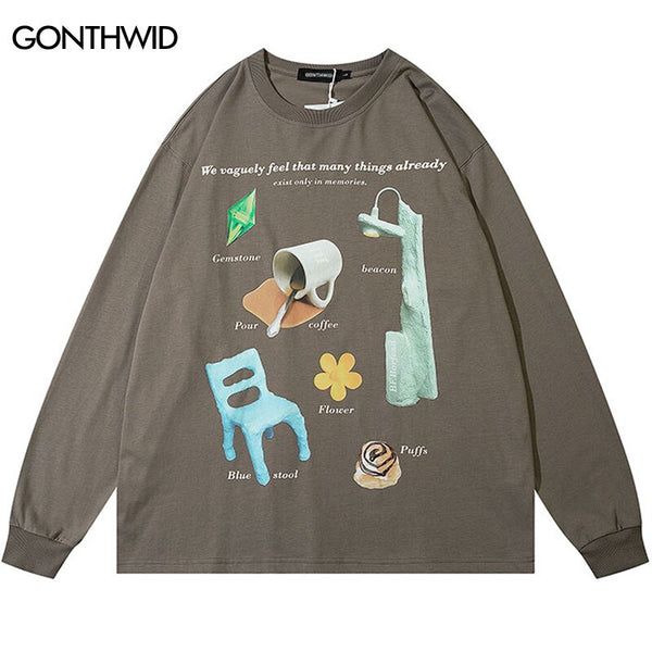 T-Shirt Streetwear Hip Hop Graphic Print Long Sleeve Tshirt Men Women Harajuku Casual Cotton Shirts Autumn Loose Top Tee