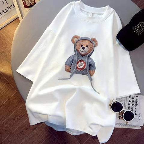 T shirt Women summer Vintage Fall Maxi Clothes Party Casual Dresses Woman Plus Size bear