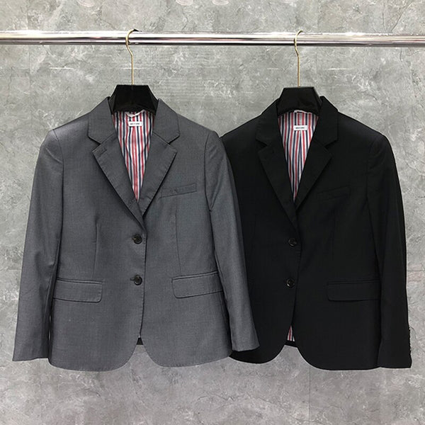 TB THOM Suit Autunm Winter Women's Jacket Brand Sport Coat Classic Wide Lapel Solid Formal Gold Buttons Blazers