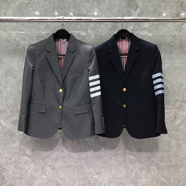 TB THOM Suit Autunm Winter Women's Jackets Brand Blazers Coats Classic Tonal 4-Bar Arm Stripe Single-Breasted Suit