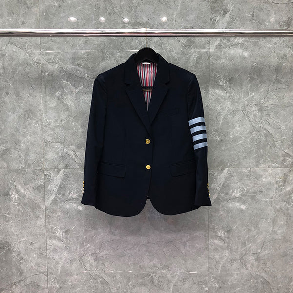 TB THOM Suit Autunm Winter Women's Jackets Brand Blazers Coats Classic White 4-Bar Stripes Formal Business Navy TB Suit