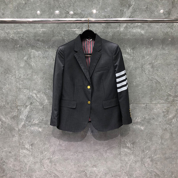TB THOM Suit Autunm Winter Women's Jackets Brand Blazers Coats Classic White 4-Bar Stripes Formal Business Gray TB Suit